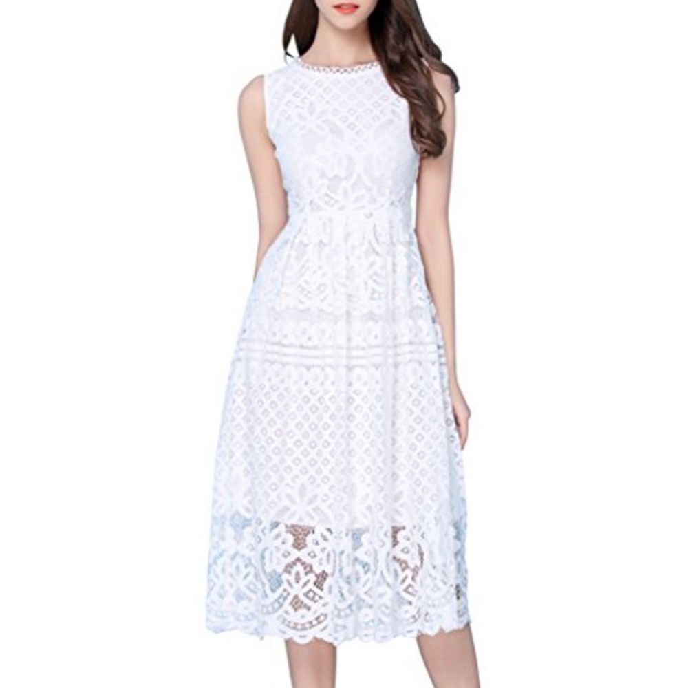White Lace Overlay Dress